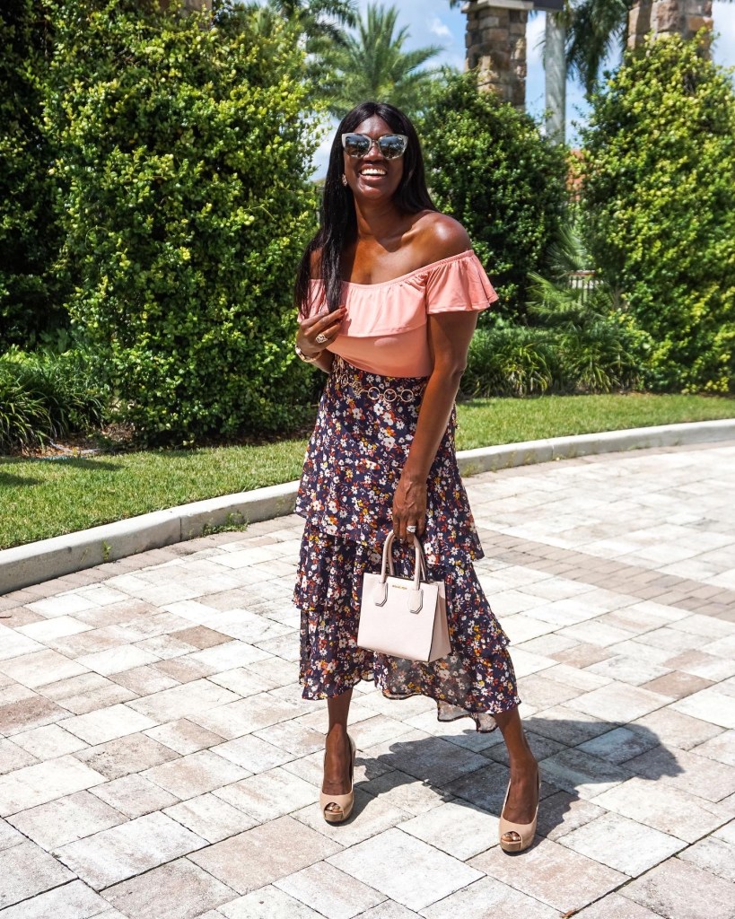 Ann Taylor Fall Fashion - Floral Maxi Ruffled Skirt 